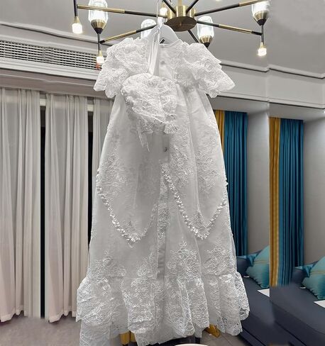 Same White lace Christening Gown dress for baby girl in Saudi Arabia