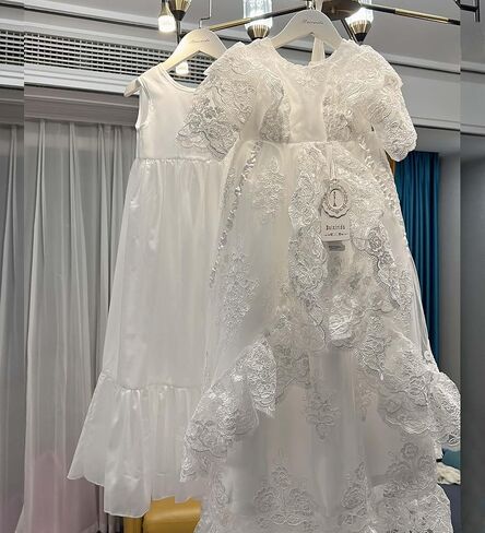 Same White lace Christening Gown dress for baby girl in Saudi Arabia