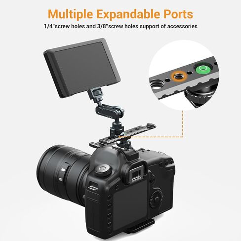 Dual Cold Shoe Mount for Vlogging, Metal Microphone Mount with 1/4" Tripod Screw, Hot Shoe Mount with 4 Screw Holes, Flash Bracket Suitable for DSLR Camera,Microphone Audio Recorder Monitors in Kuwait