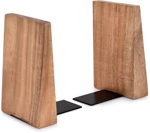 حامل كتب للديكور من خشب أكاسيا الطبيعي من Samhita Acacia مثالي للكتب وأقراص DVD والأقراص المضغوطة وألعاب الفيديو (4 × 4 × 6 بوصات) (مجموعة من 2) in Kuwait