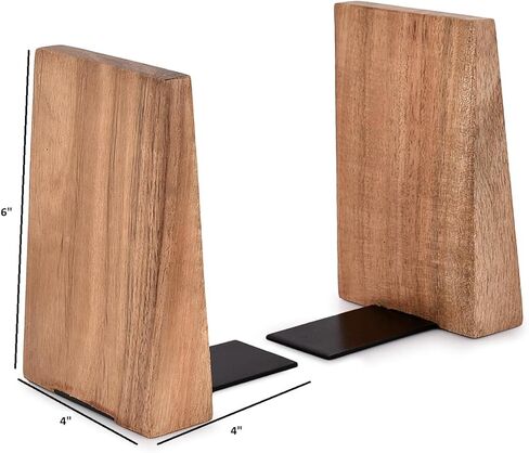 حامل كتب للديكور من خشب أكاسيا الطبيعي من Samhita Acacia مثالي للكتب وأقراص DVD والأقراص المضغوطة وألعاب الفيديو (4 × 4 × 6 بوصات) (مجموعة من 2) in Kuwait