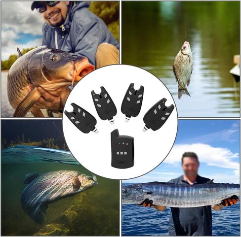 High Sensitive Electronic Fishing Bite Alarm Indicator LED Light Alert, 4 Fish Bite Alarm with 1 Receiver Indicator Sound for Other Fishing Tools and Accessories in Saudi Arabia
