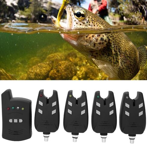 High Sensitive Electronic Fishing Bite Alarm Indicator LED Light Alert, 4 Fish Bite Alarm with 1 Receiver Indicator Sound for Other Fishing Tools and Accessories in Saudi Arabia