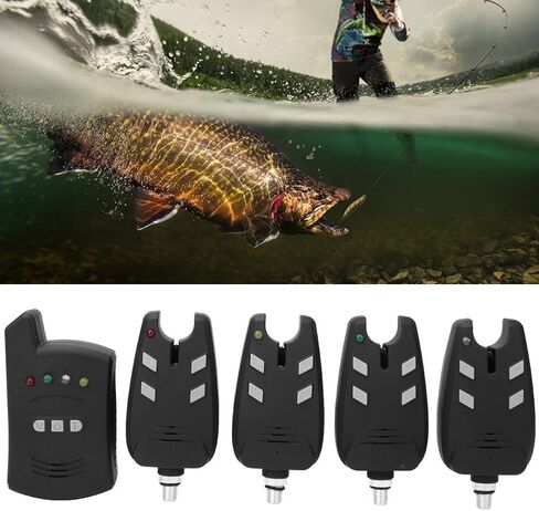 High Sensitive Electronic Fishing Bite Alarm Indicator LED Light Alert, 4 Fish Bite Alarm with 1 Receiver Indicator Sound for Other Fishing Tools and Accessories in Saudi Arabia