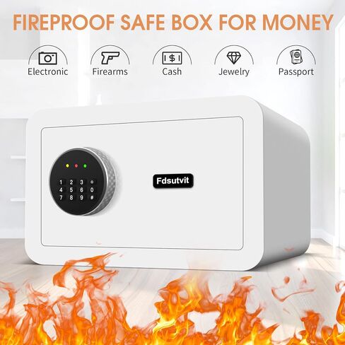 صندوق أمان صغير مقاوم للحريق بمساحة 0.6 قدم مكعب للمنزل، آمن للمنزل الرقمي مع لوحة مفاتيح ومفاتيح قابلة للبرمجة، آمن للمستندات للأشياء الثمينة لطب الأسلحة النارية in Kuwait