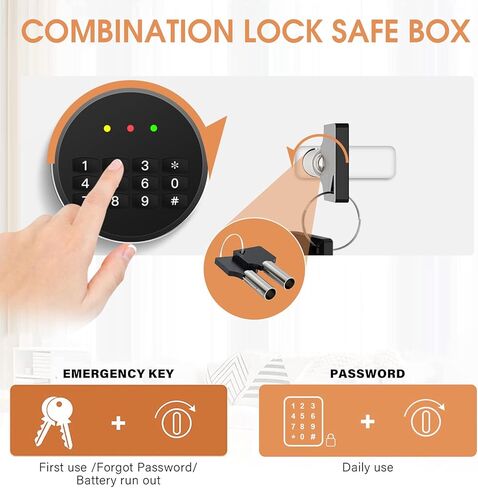 صندوق أمان صغير مقاوم للحريق بمساحة 0.6 قدم مكعب للمنزل، آمن للمنزل الرقمي مع لوحة مفاتيح ومفاتيح قابلة للبرمجة، آمن للمستندات للأشياء الثمينة لطب الأسلحة النارية in Kuwait