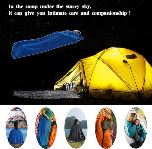 Fleece Sleeping Bag Liner for Adult Warm Add Up to 14F, 70" Long Full Sized Zipper Camping Blanket for Traveling Outdoor Indoor Used in Kuwait