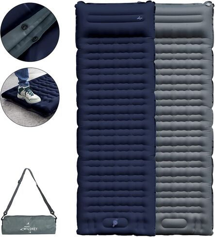 Sleeping Pad for Camping, Thick 4.7 Inch Ultralight Inflatable Sleeping Mat with Built-in Pump,Portable Air Mattress with Pillow for Camping, Backpacking, Hiking,Tent,Dark Blue in Saudi Arabia