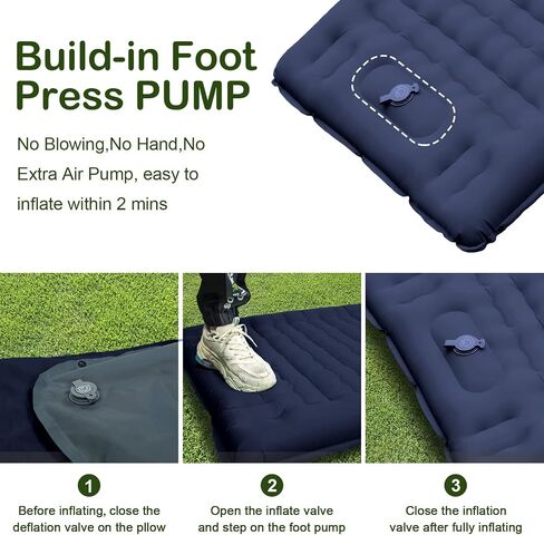 Sleeping Pad for Camping, Thick 4.7 Inch Ultralight Inflatable Sleeping Mat with Built-in Pump,Portable Air Mattress with Pillow for Camping, Backpacking, Hiking,Tent,Dark Blue in Saudi Arabia