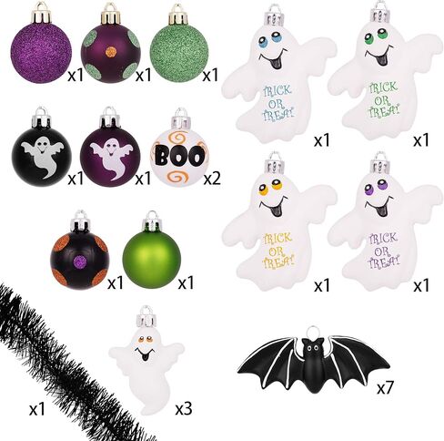 Valery Madelyn 24ct Shatterproof Halloween Ball Ornaments Scary Halloween Ghost and Bat Decorations, Halloween Tree Hanging Spooky Haunted Ornaments for Indoor Outdoor Party Table Centerpiece Decor in Saudi Arabia