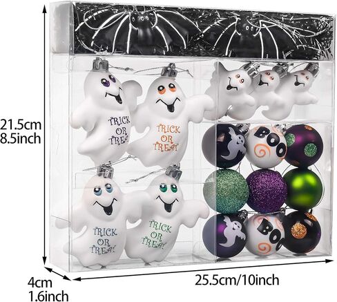Valery Madelyn 24ct Shatterproof Halloween Ball Ornaments Scary Halloween Ghost and Bat Decorations, Halloween Tree Hanging Spooky Haunted Ornaments for Indoor Outdoor Party Table Centerpiece Decor in Saudi Arabia