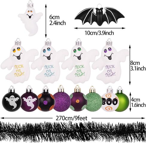 Valery Madelyn 24ct Shatterproof Halloween Ball Ornaments Scary Halloween Ghost and Bat Decorations, Halloween Tree Hanging Spooky Haunted Ornaments for Indoor Outdoor Party Table Centerpiece Decor in Saudi Arabia