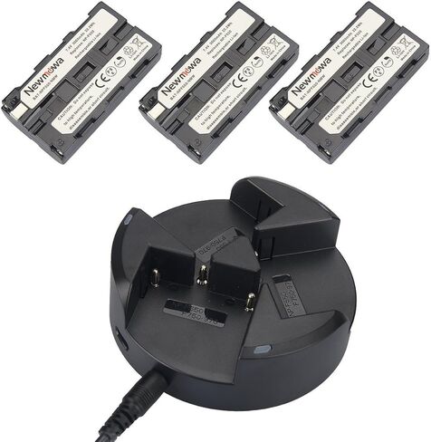 بطارية بديلة NP-F550 نيو موا (عبوة من 3 قطع) ومجموعة شاحن 3 قنوات لسوني NP-F550 وسوني CCD-SC55 TR516 TR716 TR818 TR910 TR917 in Kuwait