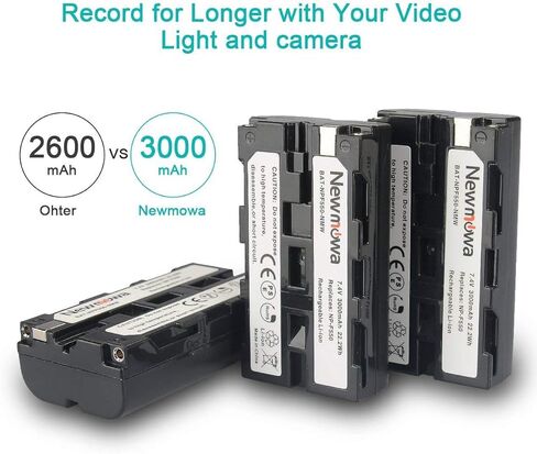 بطارية بديلة NP-F550 نيو موا (عبوة من 3 قطع) ومجموعة شاحن 3 قنوات لسوني NP-F550 وسوني CCD-SC55 TR516 TR716 TR818 TR910 TR917 in Kuwait