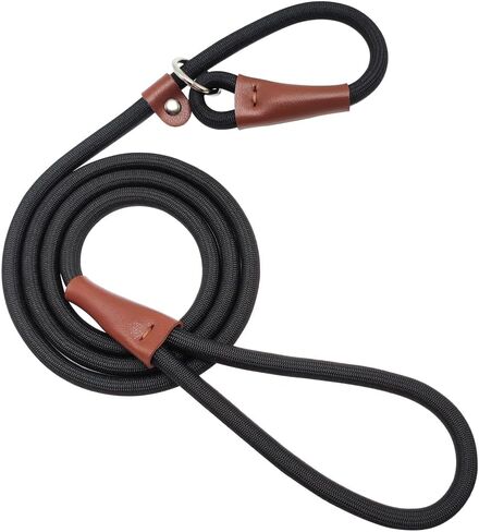 BTINESFUL 5FT Durable Slip Lead Rope Dog Leash, No Pull Nylon Training Leash for Medium Large Dogs, 1/2" X 5', Black in Kuwait