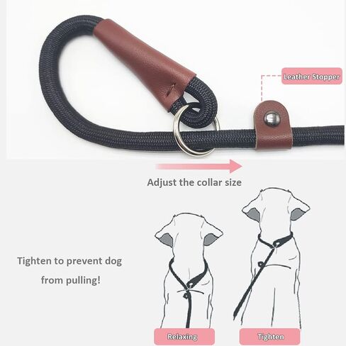 BTINESFUL 5FT Durable Slip Lead Rope Dog Leash, No Pull Nylon Training Leash for Medium Large Dogs, 1/2" X 5', Black in Kuwait