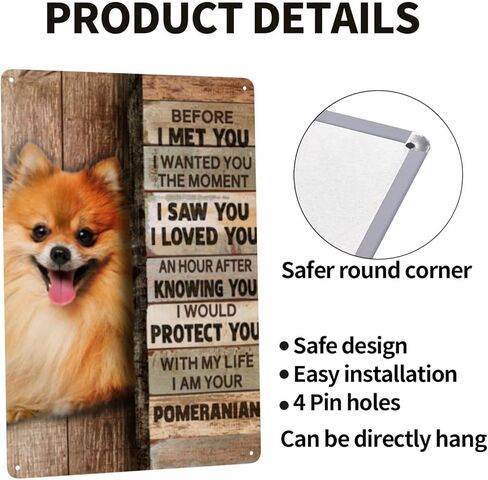 علامة معدنية من القصدير كلب صغير طويل الشعر ديكور جدار ديكور فني جداري علامة معدنية لمقهى بار مطعم سوبر ماركت متجر أفضل فكرة الهدايا 8 × 12 بوصة in Kuwait