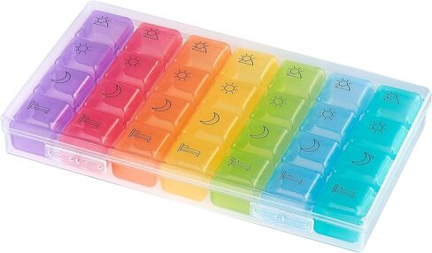 برايميد منظم حبوب الدواء الاسبوعي - منظم ادوية مكون من 28 خلية، اسبوع واحد مع 4 مساحات تخزين لكل يوم in Kuwait