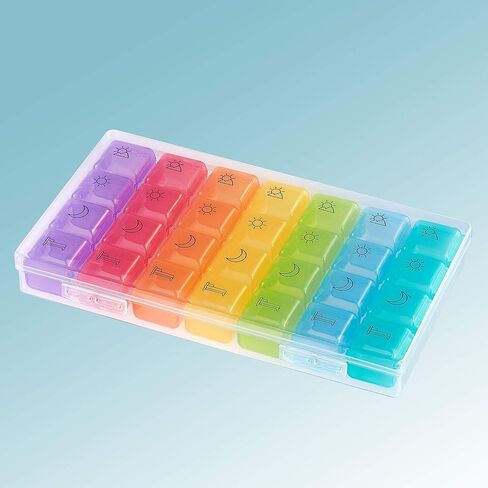 برايميد منظم حبوب الدواء الاسبوعي - منظم ادوية مكون من 28 خلية، اسبوع واحد مع 4 مساحات تخزين لكل يوم in Kuwait