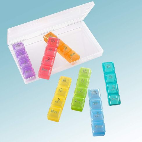 برايميد منظم حبوب الدواء الاسبوعي - منظم ادوية مكون من 28 خلية، اسبوع واحد مع 4 مساحات تخزين لكل يوم in Kuwait