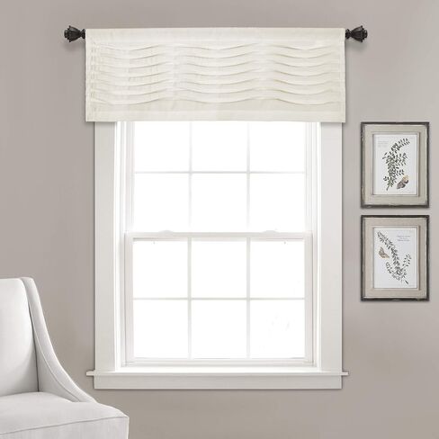 Lush Decor, Blush Wave Texture Valance | Pleated Ruffle Fold Window Kitchen Curtain (Single), 18" x 52, 18" x 52" in Saudi Arabia