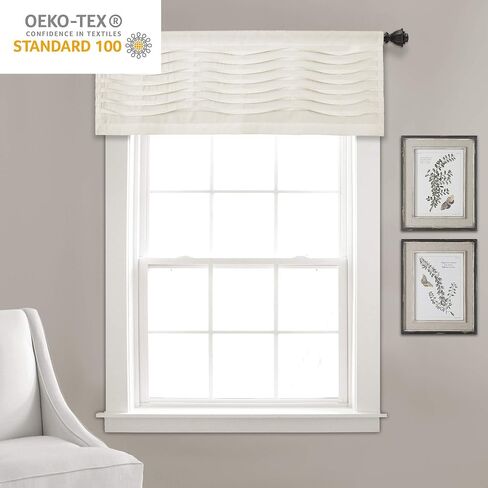 Lush Decor, Blush Wave Texture Valance | Pleated Ruffle Fold Window Kitchen Curtain (Single), 18" x 52, 18" x 52" in Saudi Arabia