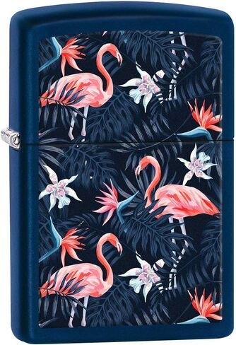 Zippo Lighter: Pink Flamingo Pattern - Navy Matte 80836 in Saudi Arabia
