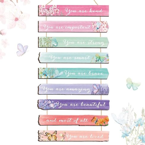 لينوسين مجموعة واحدة من 9 قطع فنية جدارية باقتباسات ملهمة على شكل فراشات، لافتات ملهمة صغيرة معلقة على شكل فراشات، ديكور حائط ايجابي للفتيات المراهقات والابنة والنساء in Kuwait