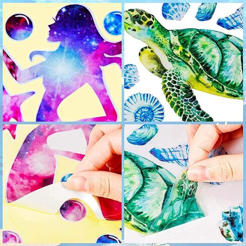 ملصق حائط بتصميم حورية البحر لديكور غرفة نوم البنات قابل للازالة بتصميم حورية البحر والمحيط وغرفة النوم والحمام وغرفة المعيشة (حورية البحر + المحيط) in Kuwait