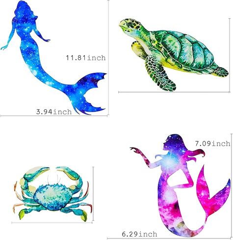 ملصق حائط بتصميم حورية البحر لديكور غرفة نوم البنات قابل للازالة بتصميم حورية البحر والمحيط وغرفة النوم والحمام وغرفة المعيشة (حورية البحر + المحيط) in Kuwait