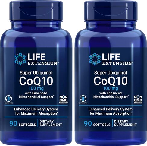 Life Extension COQ10 Super Ubiquinol 100mg 90 Count (Pack of 2) with Enhanced Mitochondrial Support in Saudi Arabia