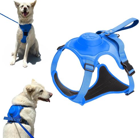 Elious Dog Harness and Leash, Dog Chest Harness with Retractable Leash Large Dog, Adjustable Soft Padded Dog Harness for Large Dogs no Pull, Reflective Large Dog Harness and Leash Set (L, Blue) in Saudi Arabia