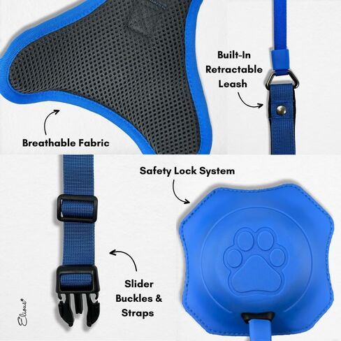 Elious Dog Harness and Leash, Dog Chest Harness with Retractable Leash Large Dog, Adjustable Soft Padded Dog Harness for Large Dogs no Pull, Reflective Large Dog Harness and Leash Set (L, Blue) in Saudi Arabia