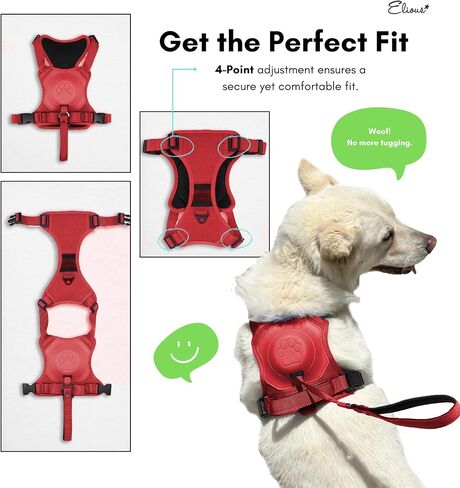 Elious Dog Harness and Leash, Dog Chest Harness with Retractable Leash Large Dog, Adjustable Soft Padded Dog Harness for Large Dogs no Pull, Reflective Large Dog Harness and Leash Set (L, Blue) in Saudi Arabia