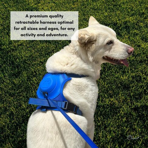 Elious Dog Harness and Leash, Dog Chest Harness with Retractable Leash Large Dog, Adjustable Soft Padded Dog Harness for Large Dogs no Pull, Reflective Large Dog Harness and Leash Set (L, Blue) in Saudi Arabia