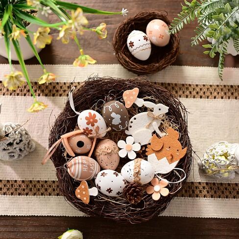 Valery Madelyn Easter Egg Decoration Ornaments Set,40CT 2.36inch Nature Easter Tree Ornament for Kids, Beige White Easter Basket Stuffers Assorted Hanging Egg Bulk for Spring Holiday Party Decor in Saudi Arabia