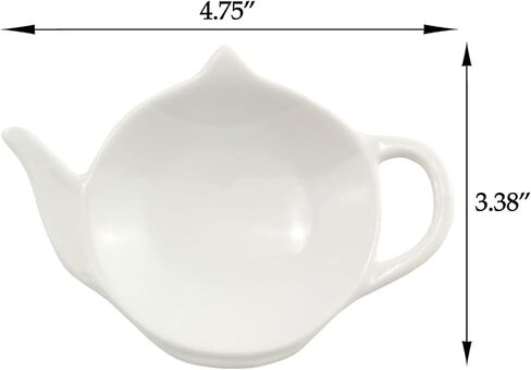 قواعد اكواب شاي من السيراميك الابيض مع مساند للملاعق، مجموعة من 4 قطع من حامل اكياس الشاي الكلاسيكية in Kuwait