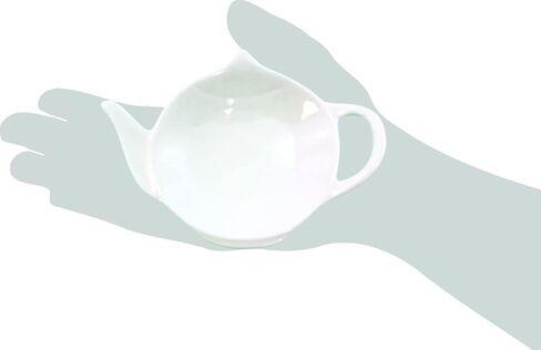 قواعد اكواب شاي من السيراميك الابيض مع مساند للملاعق، مجموعة من 4 قطع من حامل اكياس الشاي الكلاسيكية in Kuwait