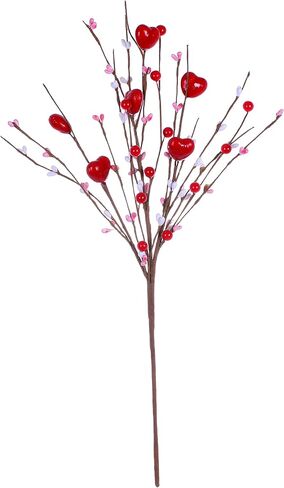 jinghong Valentine’s Day Gifts,6 Pcs Artificial Red Berry Flower Stems Pink Heart Shaped Berry Picks for Valentine’s Day,Wedding in Saudi Arabia