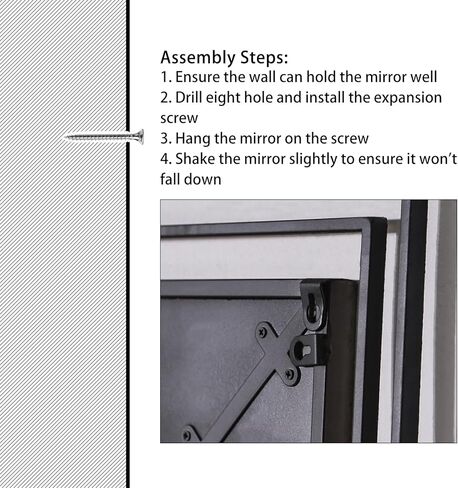 مرآة مستطيلة بإطار معدني وخشبي، مرايا حمام للحوض فوق المغسلة، مضادة للصدأ، زجاج مقسى، مرايا للحائط، الزينة، مرآة الحمام، مقاس 41 × 30 بوصة in Kuwait