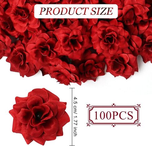 ايرا بوليت 100 قطعة من الورود الحريرية الاصطناعية مقاس 1.77 انش، رؤوس زهور صغيرة من الحرير يمكنك تركيبها بنفسك، رؤوس زهور لحفلات الزفاف والحائط والحرف اليدوية وحفلات الزفاف وحفلات استقبال المولود in Kuwait