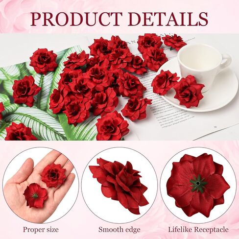 ايرا بوليت 100 قطعة من الورود الحريرية الاصطناعية مقاس 1.77 انش، رؤوس زهور صغيرة من الحرير يمكنك تركيبها بنفسك، رؤوس زهور لحفلات الزفاف والحائط والحرف اليدوية وحفلات الزفاف وحفلات استقبال المولود in Kuwait