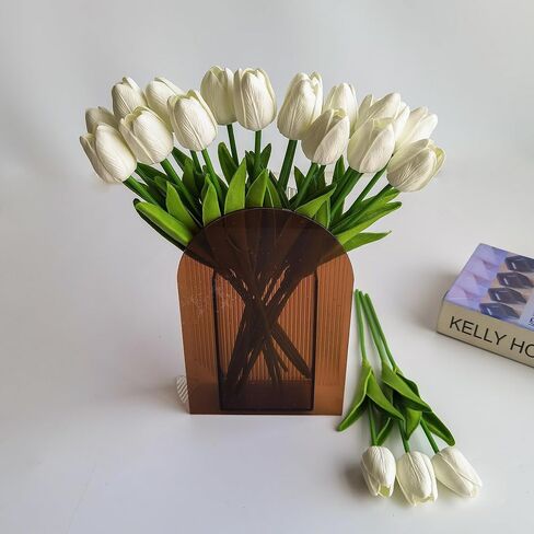 20PCS All Saints' Day Black Artificial Flower Tulips PU Real Touch Tulips for Home Wedding Decoration Brides Hand Holding Bouquet Artificial Flower Decoration in Kuwait