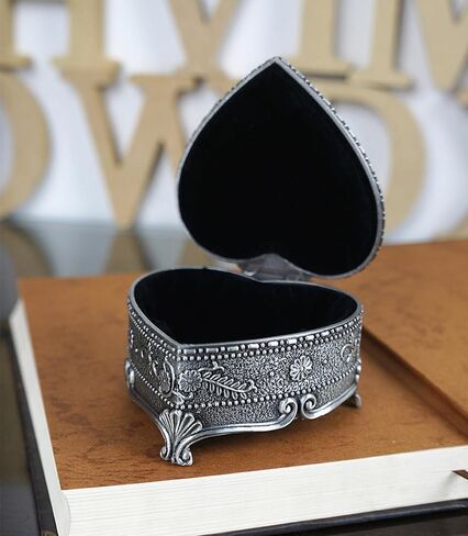 ECHENG صندوق مجوهرات معدني عتيق على شكل قلب حب حلية مجوهرات صندوق تخزين أقراط حلقية صندوق تخزين قلادة مجوهرات عتيقة صندوق هدايا تذكارية للفتيات السيدات (متوسط) in Kuwait