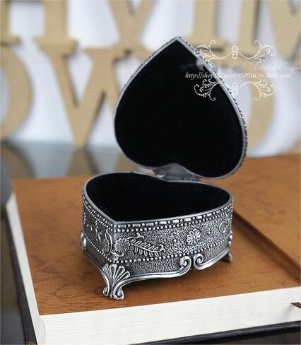 ECHENG صندوق مجوهرات معدني عتيق على شكل قلب حب حلية مجوهرات صندوق تخزين أقراط حلقية صندوق تخزين قلادة مجوهرات عتيقة صندوق هدايا تذكارية للفتيات السيدات (متوسط) in Kuwait