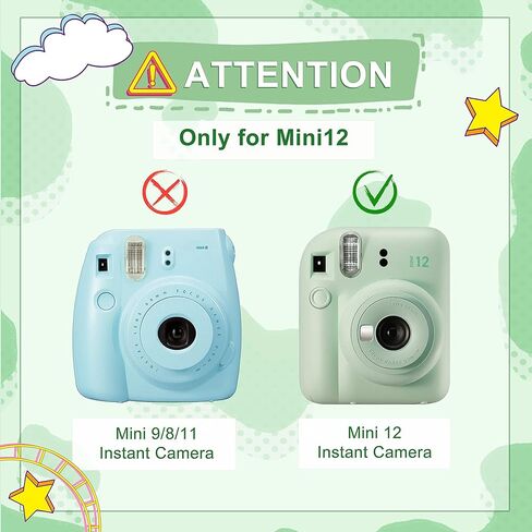 حافظة حماية للكاميرا من Yosuny، حافظة كاميرا كريستالية متوافقة مع كاميرا Fujifilm Instax Mini 12 الفورية. مع حزام كتف كرتوني قابل للتعديل وملصقات الكاميرا. (أرجواني) in Kuwait