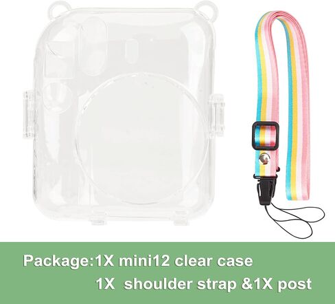 حافظة حماية للكاميرا من Yosuny، حافظة كاميرا كريستالية متوافقة مع كاميرا Fujifilm Instax Mini 12 الفورية. مع حزام كتف كرتوني قابل للتعديل وملصقات الكاميرا. (أرجواني) in Kuwait