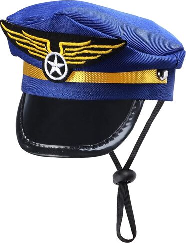 Yewong 3 Pieces Pet Captain Pilot Costume Accessory Set Dog Cat Pilot Hat Formal Necktie Collar Pilot Costume Accessories for Pet Pilot Fancy Dress Halloween Party (Set-A) in Saudi Arabia
