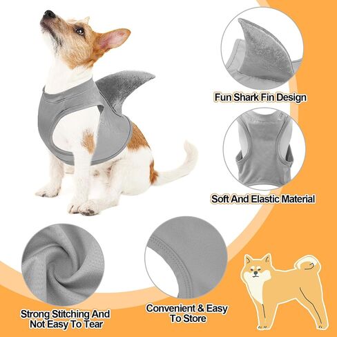 Clysee 2 Pcs Halloween Dog Shark Costumes Fish Fin Dog Costume Large Breed for Small Dogs Puppy Cosplay Birthday Party Outfit, Large Size in Saudi Arabia