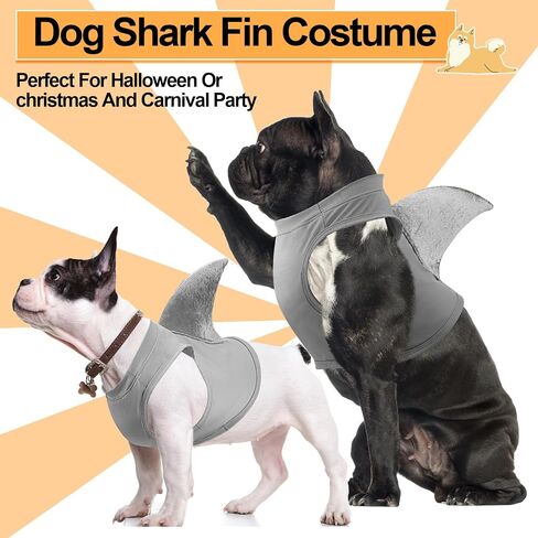 Clysee 2 Pcs Halloween Dog Shark Costumes Fish Fin Dog Costume Large Breed for Small Dogs Puppy Cosplay Birthday Party Outfit, Large Size in Saudi Arabia